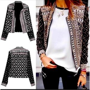 Chic Black and White Patterned Jacket